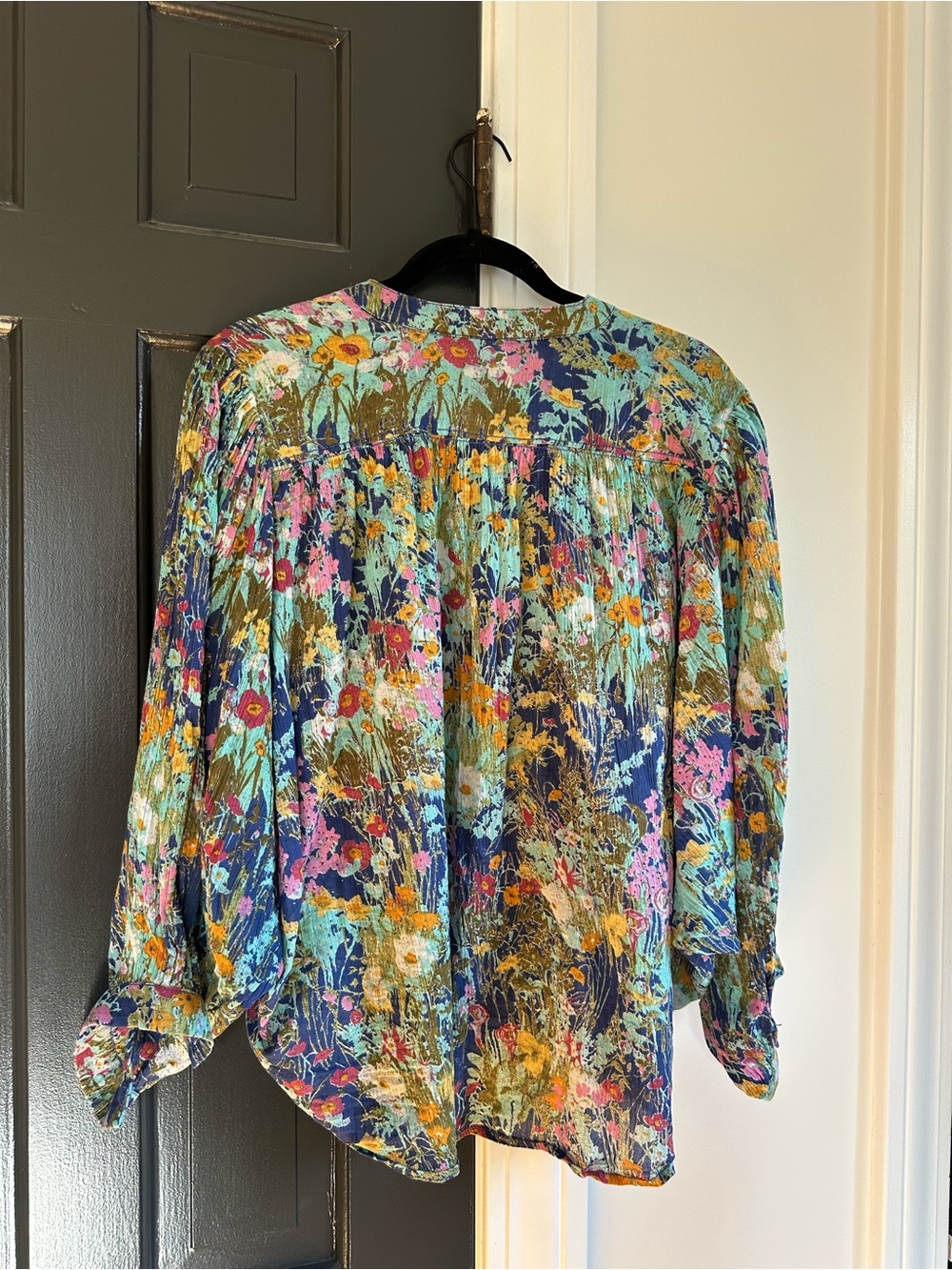 Anthropologie Pilcro Floral Batwing Peasant Blouse 100% Cotton Boho Medium - Picture 7 of 12